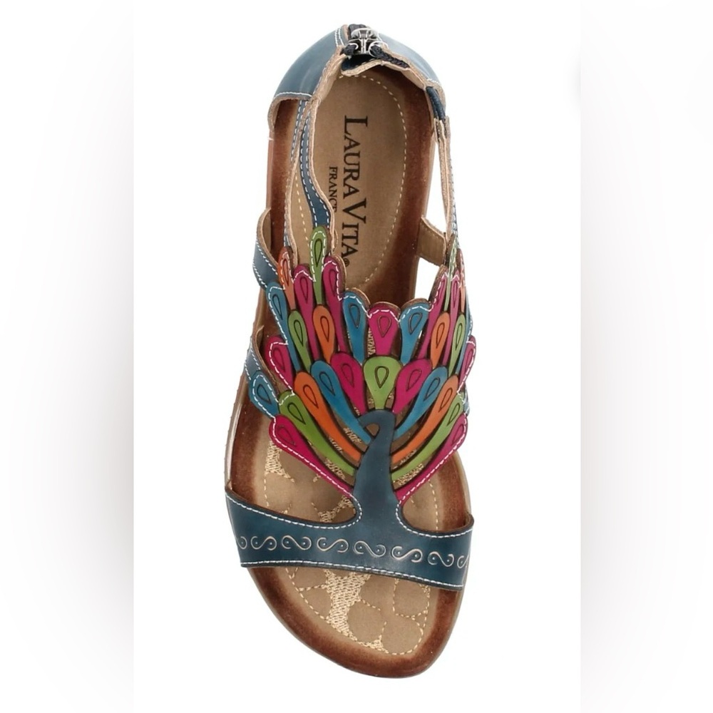 NWOT Laura Vita Multicolor Peacock Sandals
